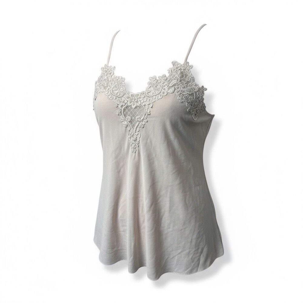 Vtg Dentelle Intimates Lingerie‎ Sleepwear White Embroidery Sequin Lace Size M